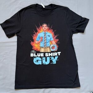 Men’s The Blue Shirt Guy Free Guy Movie Graphic T-Shirt Black Size Large